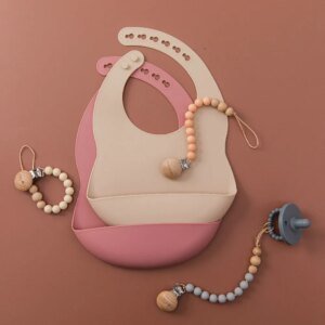 Waterproof Silicone Baby Bibs with Adjustable Neck and Crumb Catcher