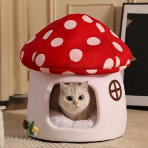 Cozy Removable Enclosed Cave for Pets – Warm Dog House & Cat Bed