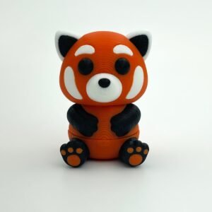 3D printed articulated red panda keychain, view 1