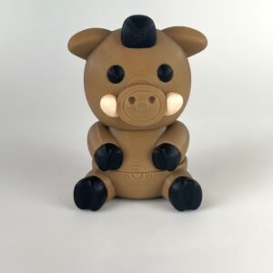 3D printed articulated wild boar keychain, view 1