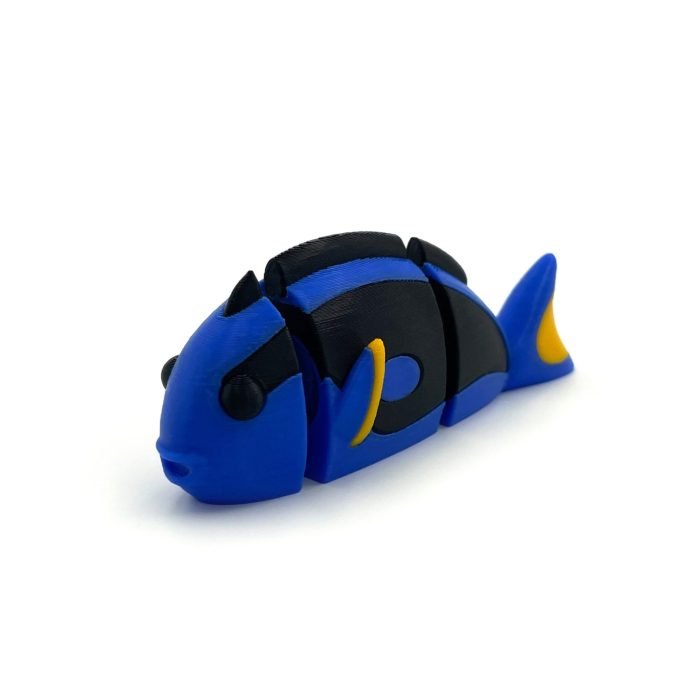 3D Printed Articulated Blue Tang Fish Keychain
